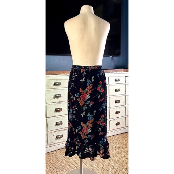 Anthropologie Othilia Willow Tiered Velvet Floral Romantic Midi Skirt NWT XS - Picture 9 of 12